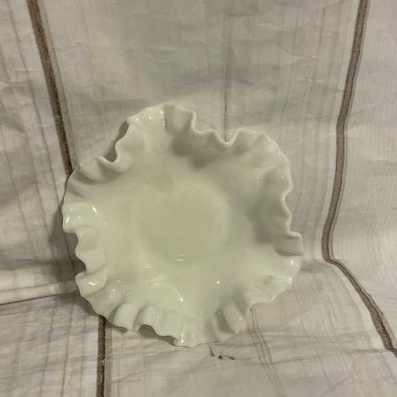 Vintage Fenton hobnob milk glass bowl double crimp - Picture 4 of 6